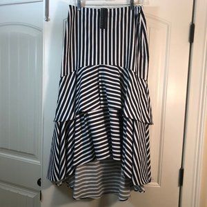 Navy Blue and White Striped Skirt